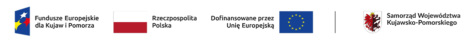 Logotypy unijne - informacja o współfinansowaniu zadania ze środków EFS+ w ramach programu regionalnego Kujaw i Pomorza.